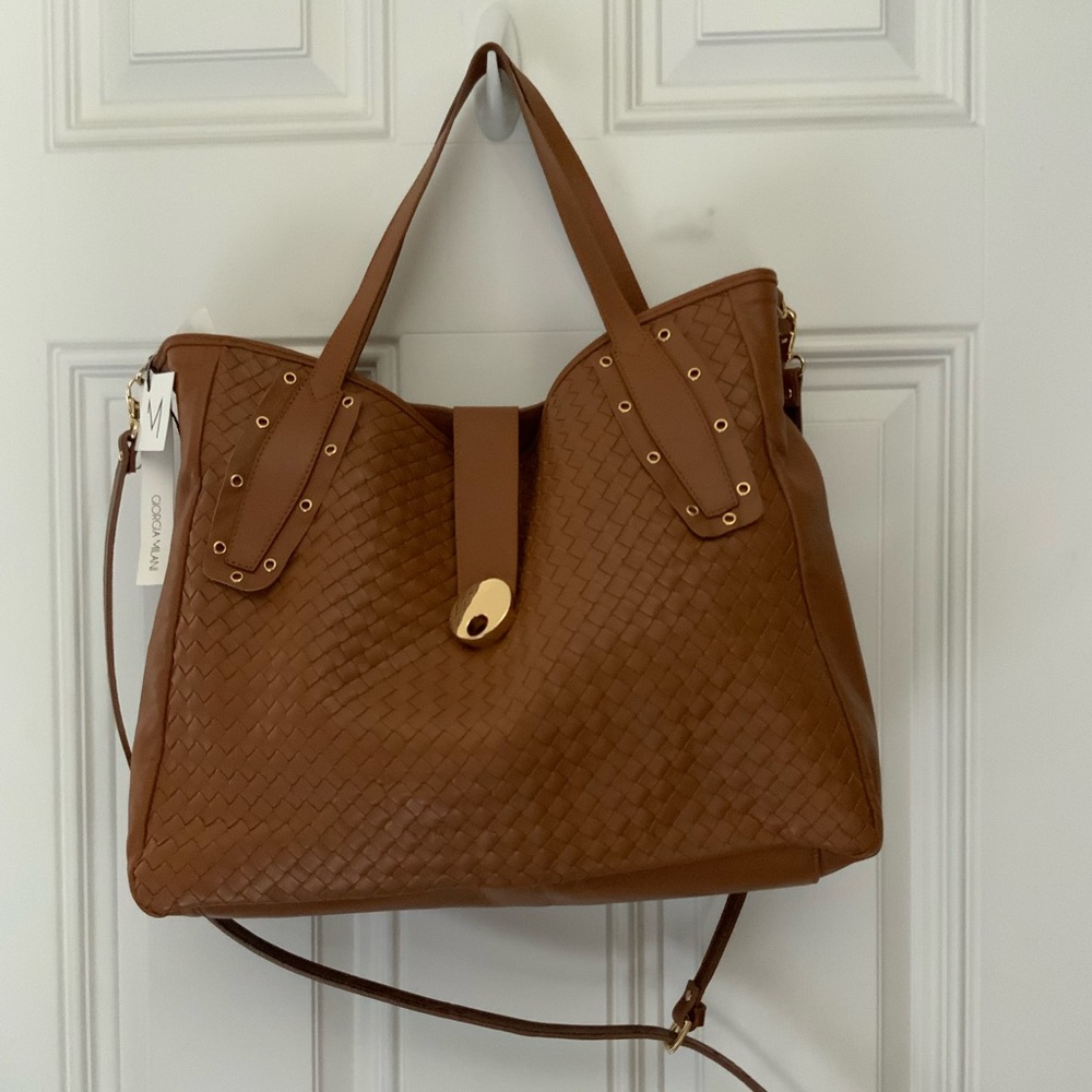 Giorgia Milani Made In Italy Italian Soft Lightweight Leather tote bag, Brown.